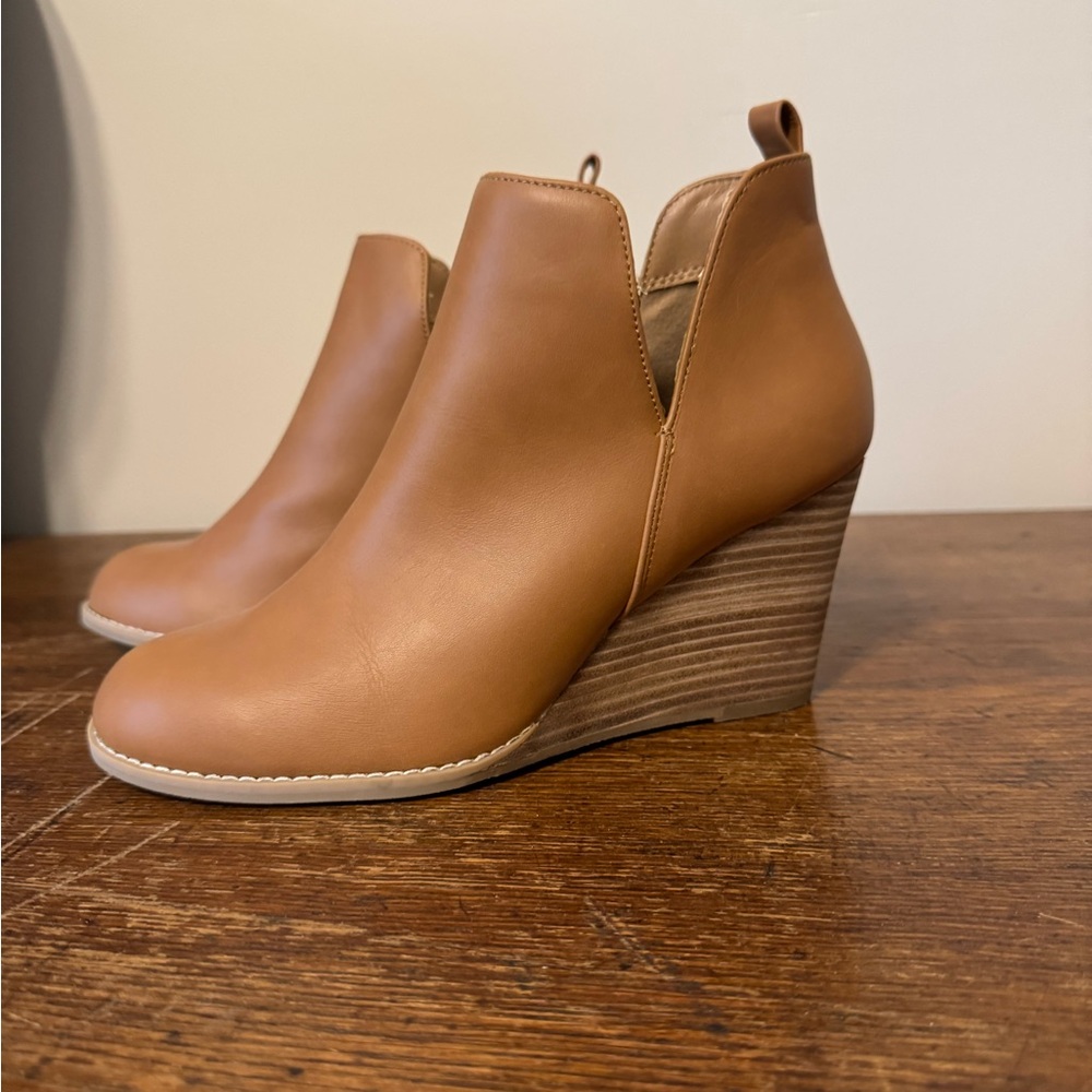 Tan Wedge Ankle Boots